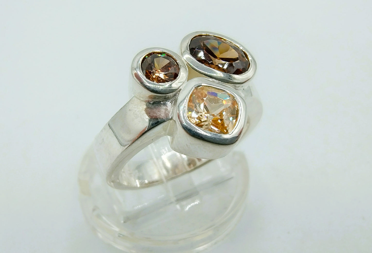 Zilveren ring met rookkwarts, 925, 17,5 mm