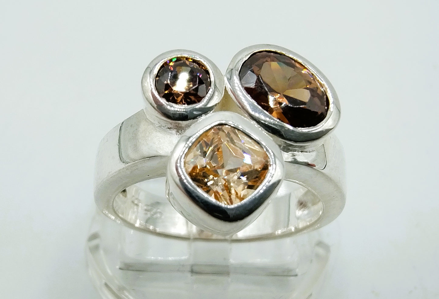 Zilveren ring met rookkwarts, 925, 17,5 mm