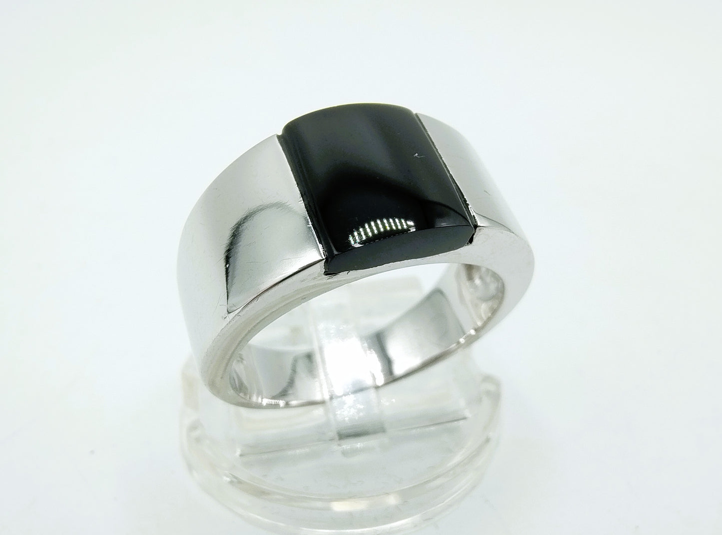 Zilveren ring met Onyx, 925, 19 mm