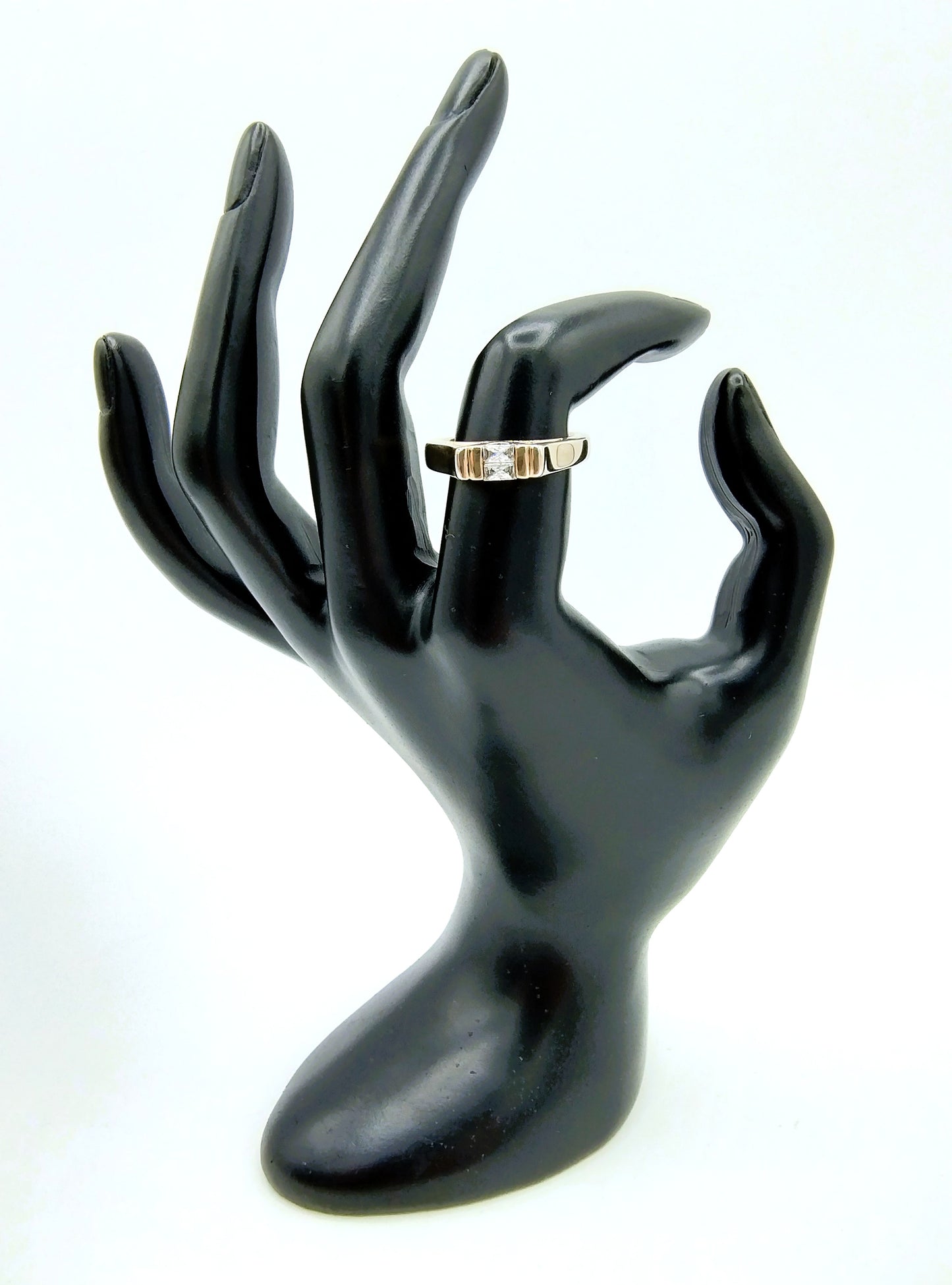Zilveren ring met 2 zirkonia's, 925, 17 mm