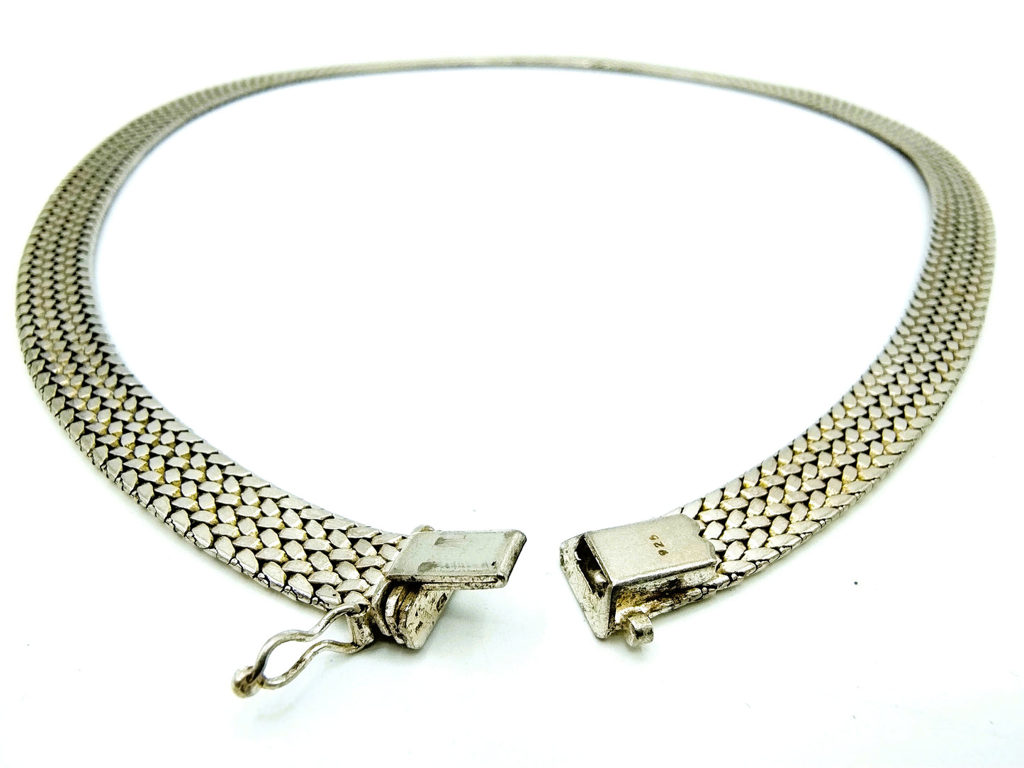 Zilveren ketting met platte schakel, 43 cm