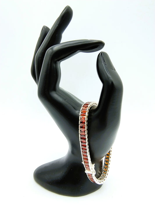 Silver bracelet with red stones, 925