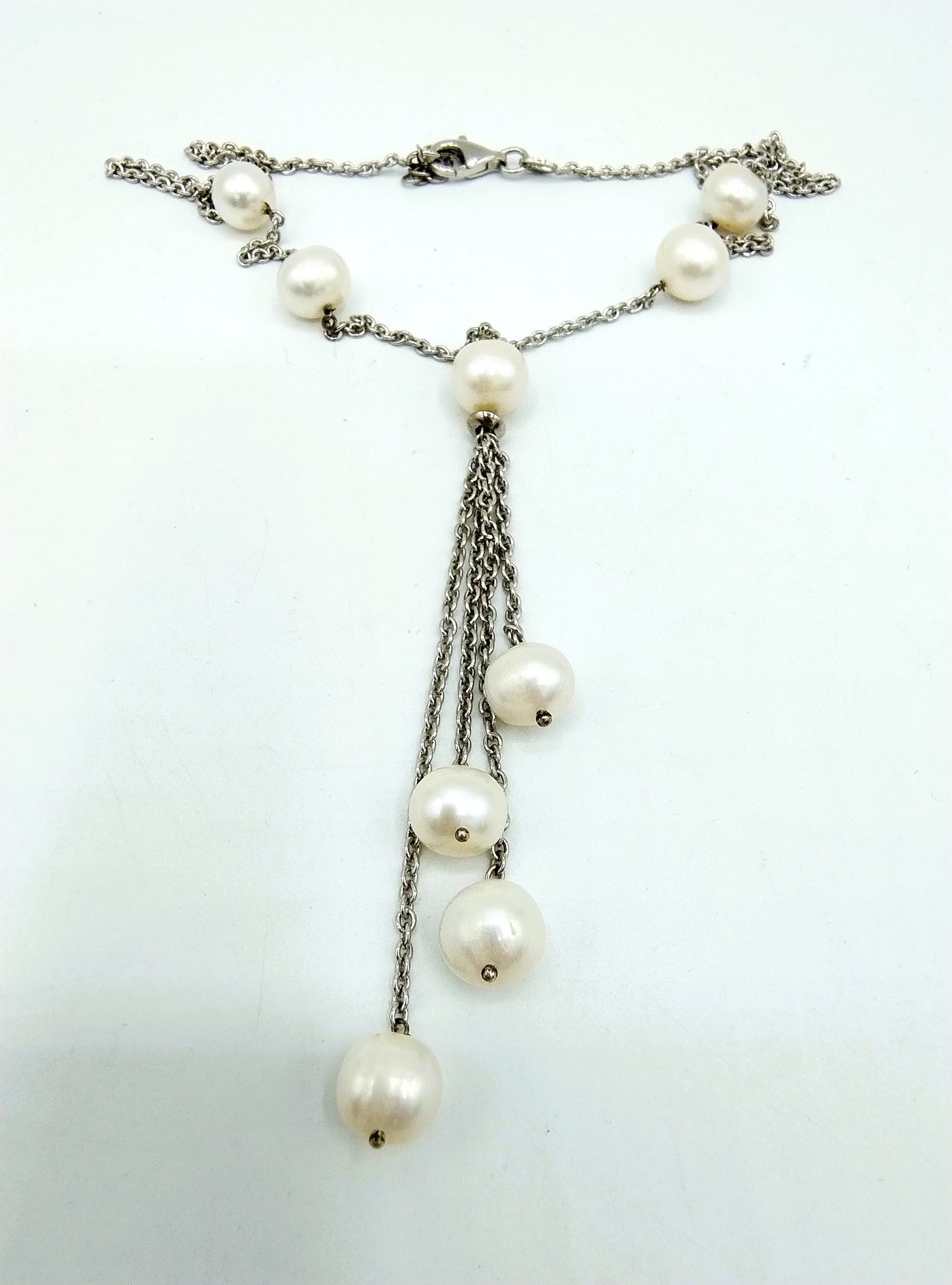 Zilveren ketting met parels, 925