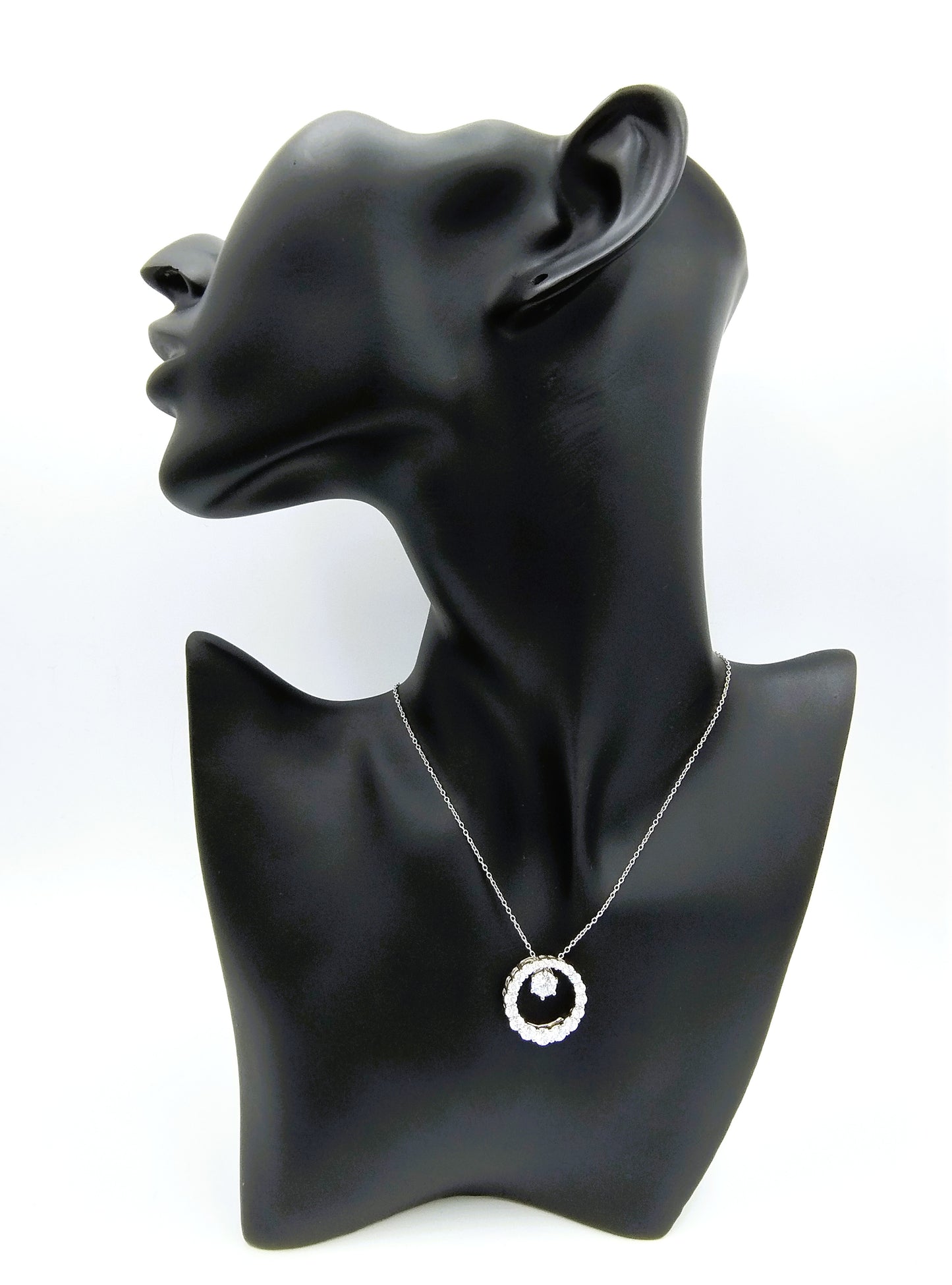 Zilveren ketting met dubbele hanger bezet met zirkonia's, 925
