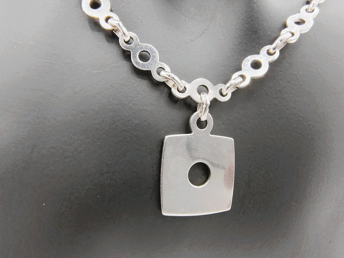 Zilveren designketting met hanger, 44 cm