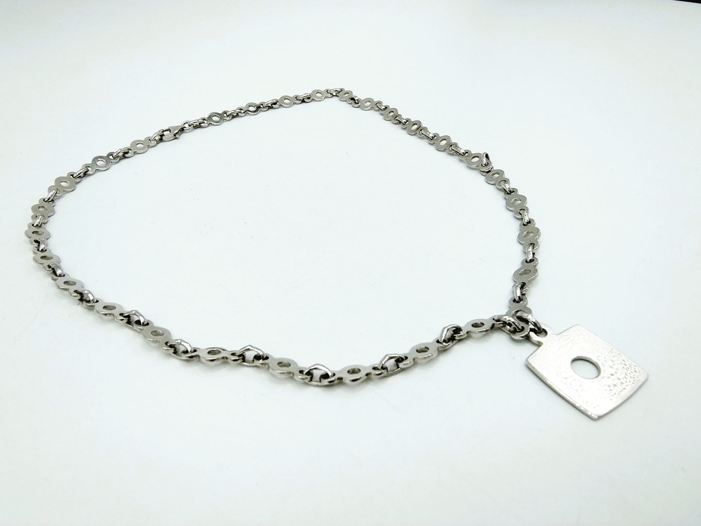 Zilveren designketting met hanger, 44 cm