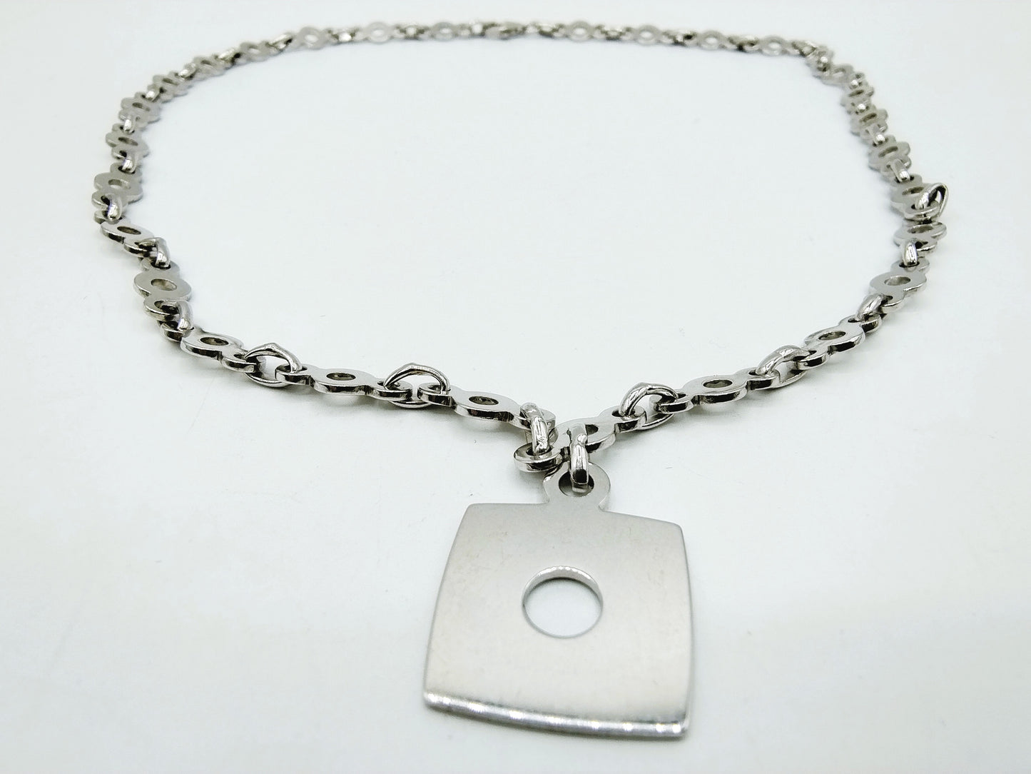 Zilveren designketting met hanger, 44 cm