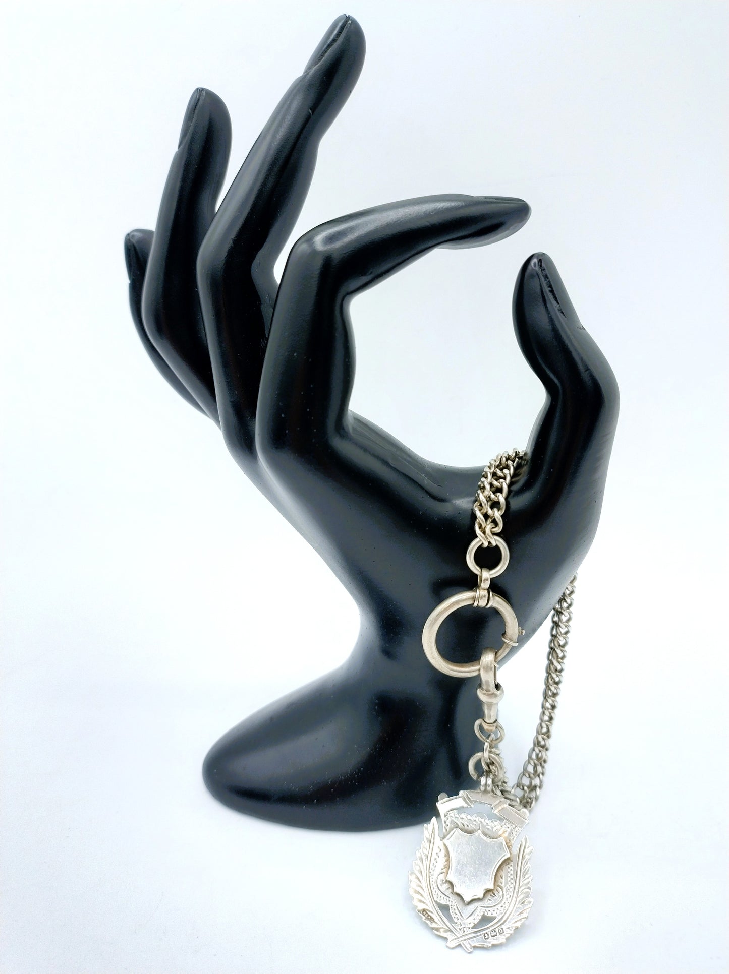 Zilveren horlogeketting met schild, H. Brothers, Birmingham, 1913