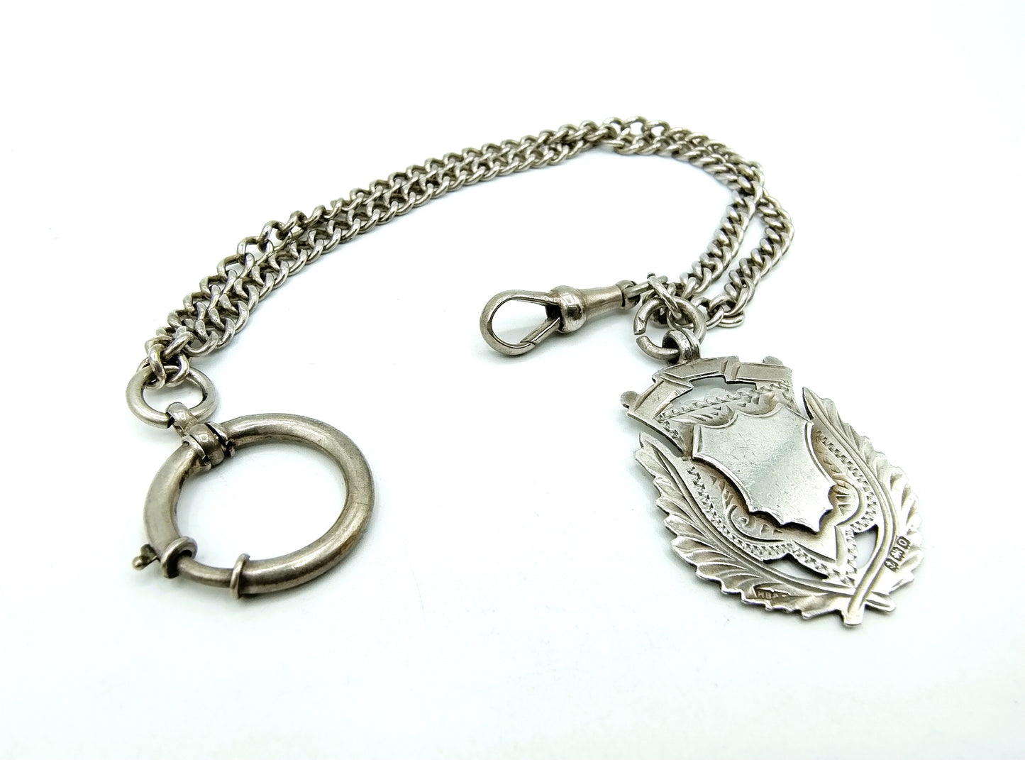 Zilveren horlogeketting met schild, H. Brothers, Birmingham, 1913