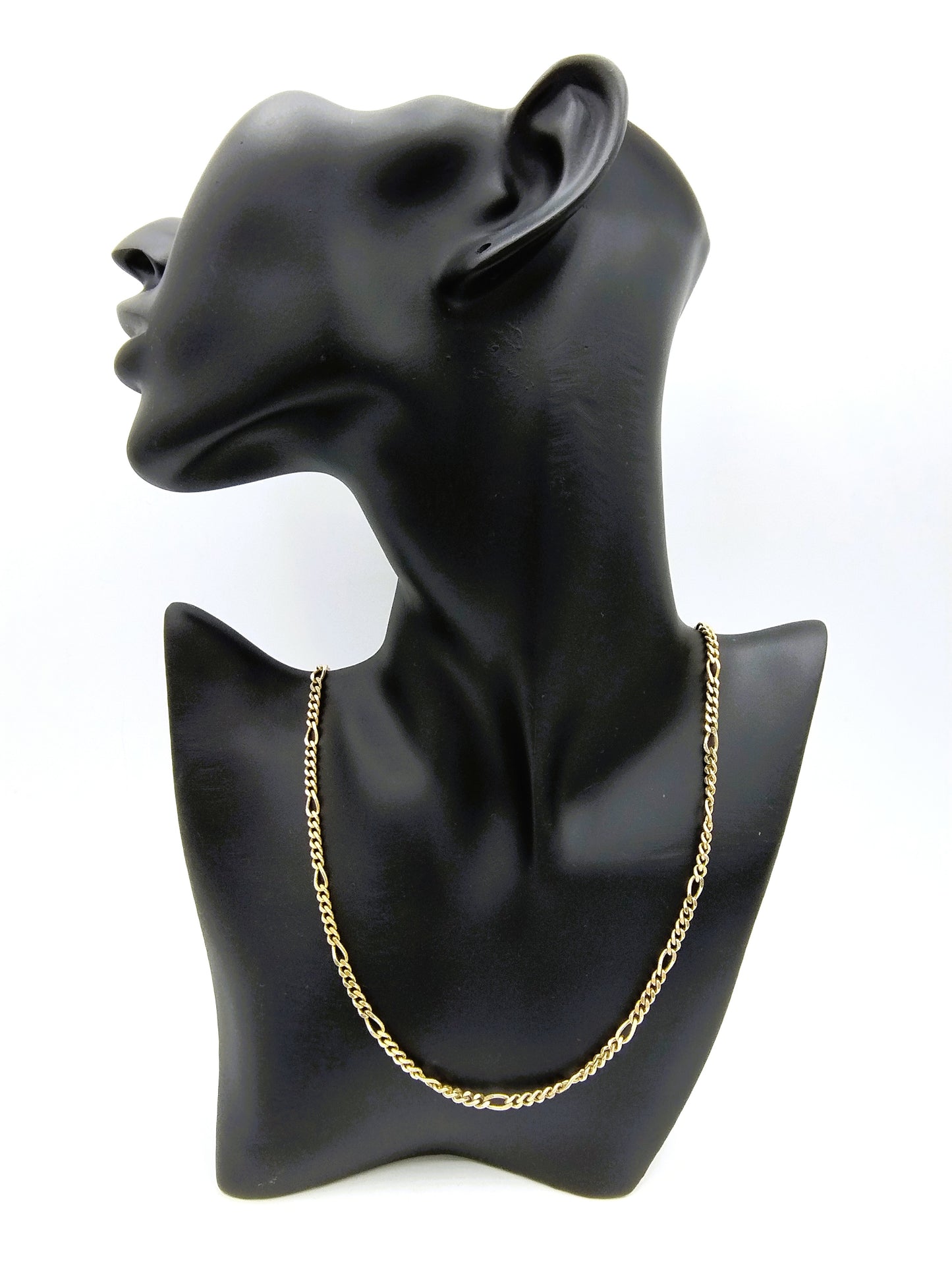 Zilveren figaro ketting, goud verguld, 80 cm