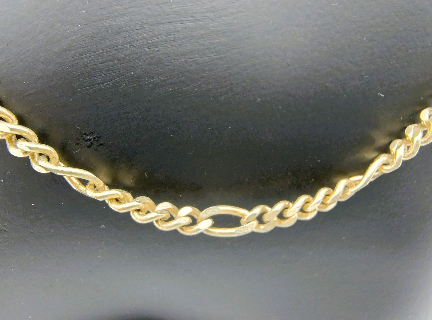 Zilveren figaro ketting, goud verguld, 80 cm