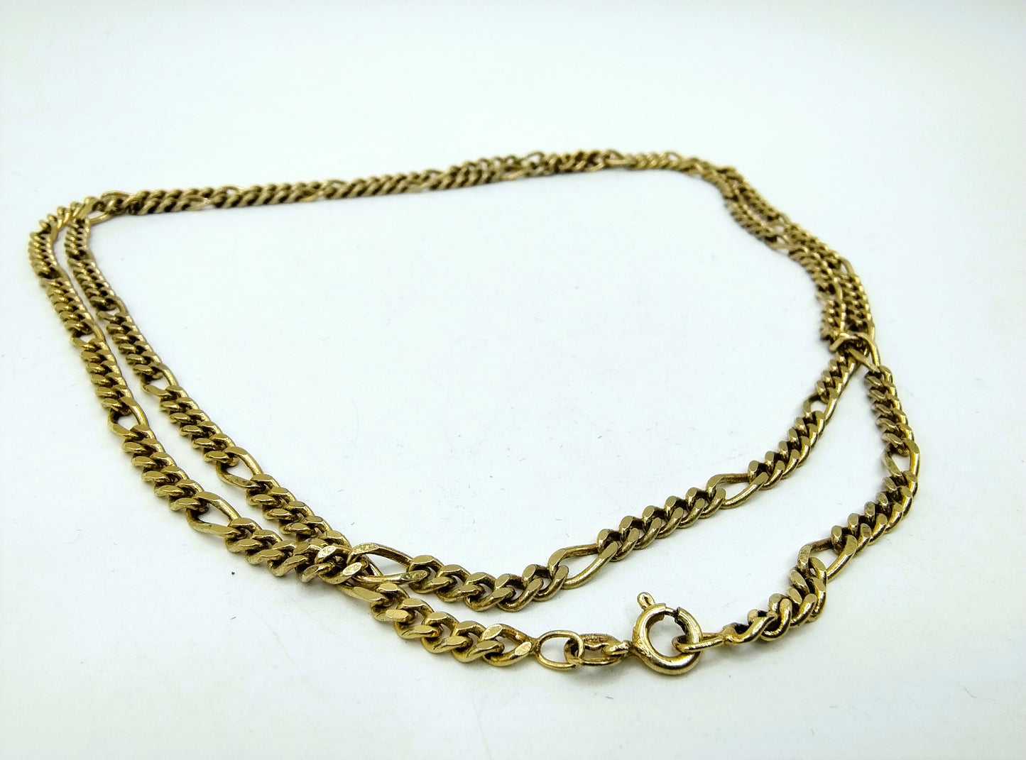 Zilveren figaro ketting, goud verguld, 80 cm