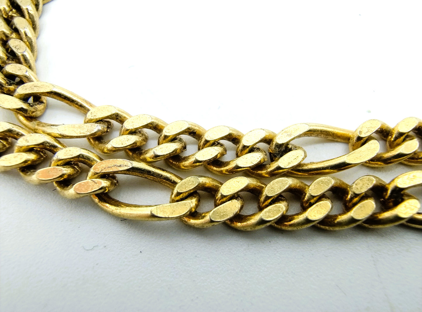 Zilveren figaro ketting, goud verguld, 80 cm