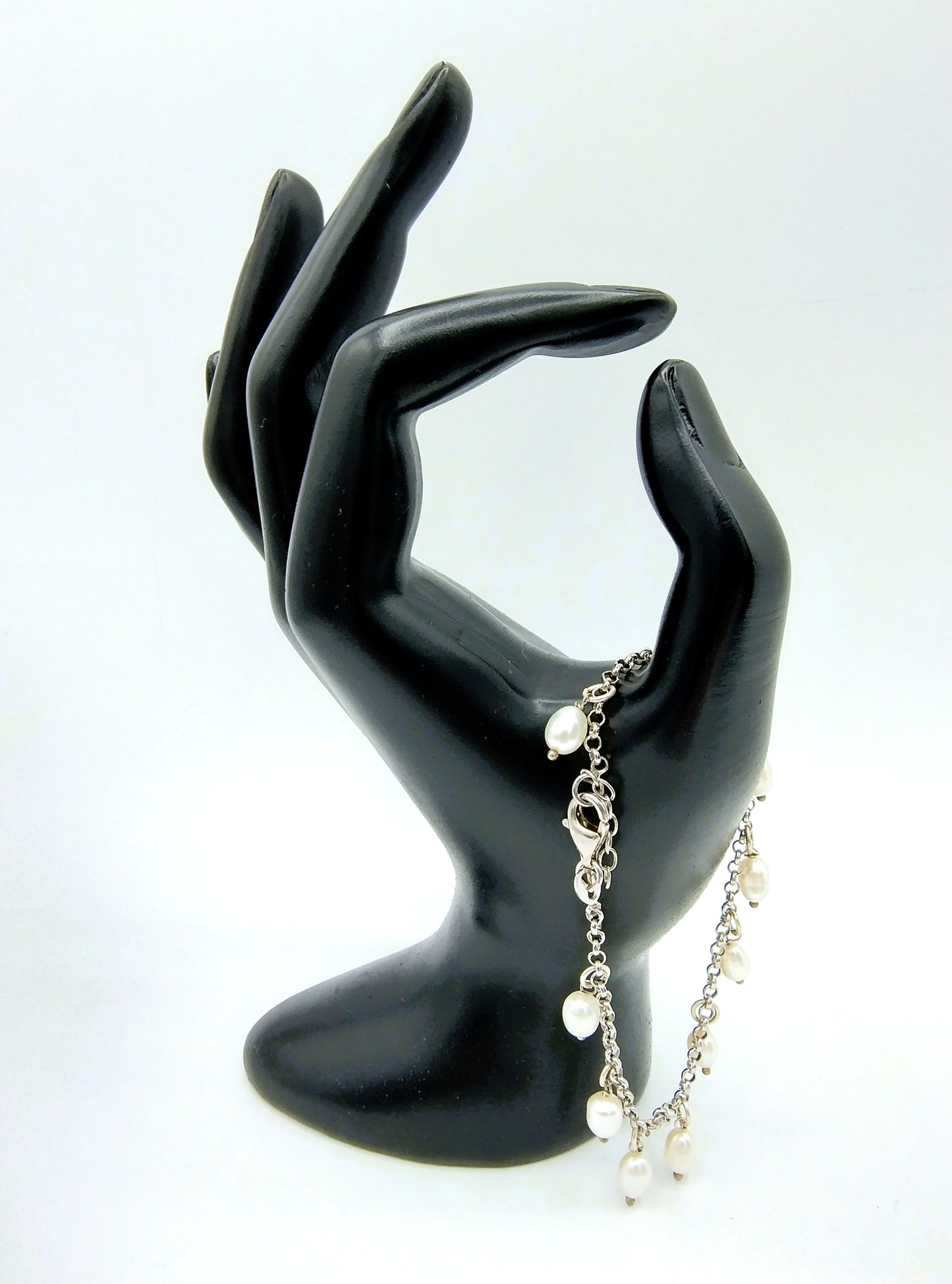 Zilveren armband met parels, 19 cm