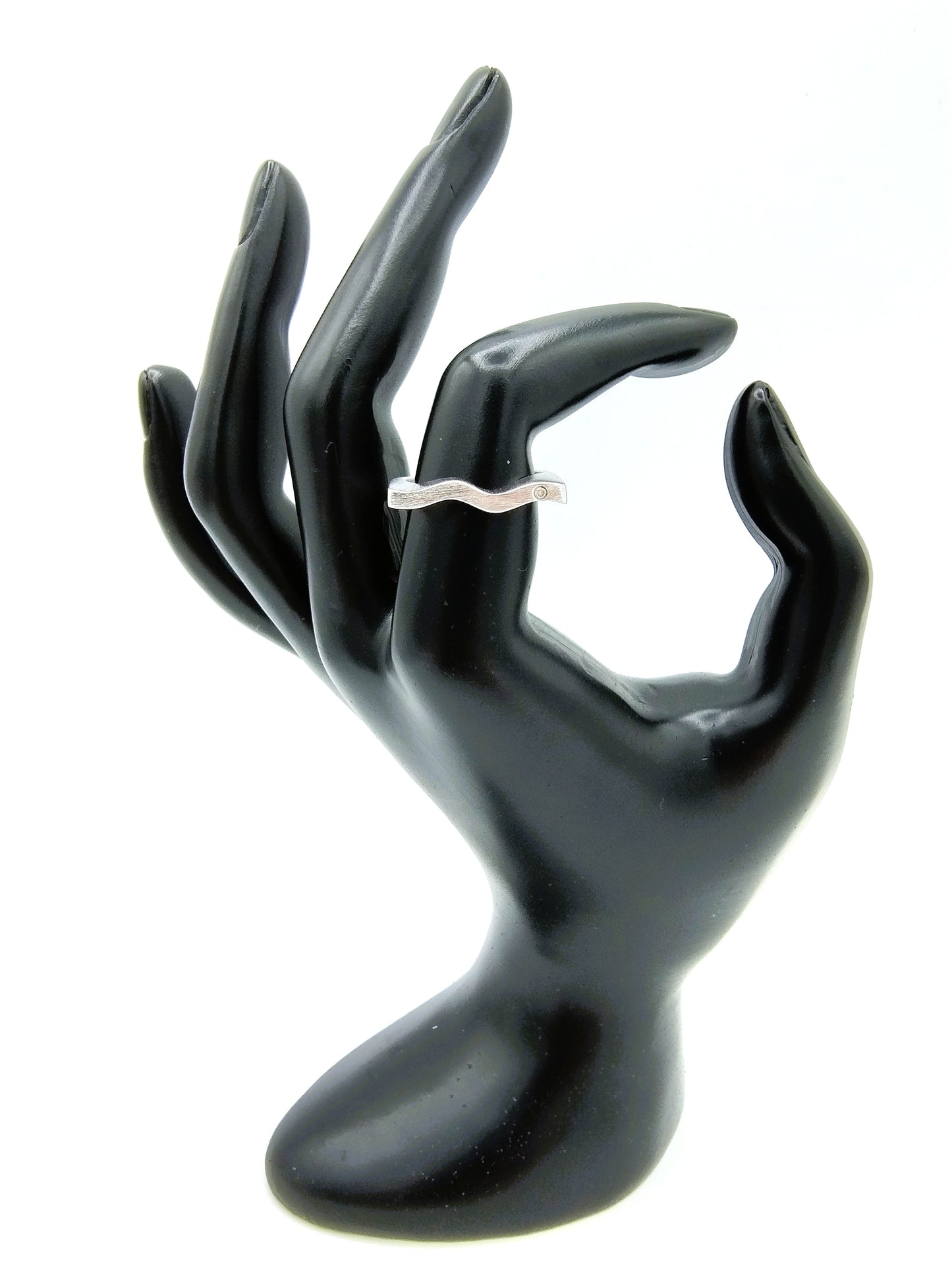 Zilveren ring met diamant, 925, 17 mm