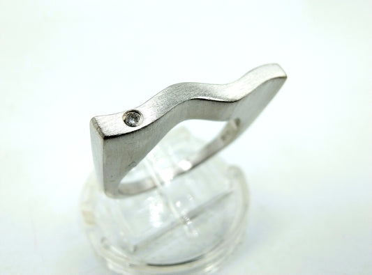 Zilveren ring met diamant, 925, 17 mm