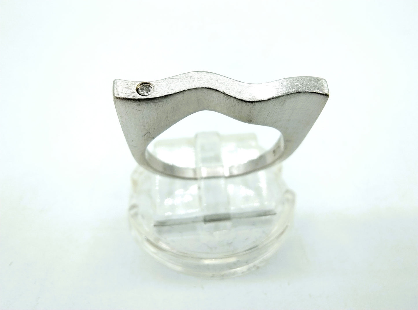 Zilveren ring met diamant, 925, 17 mm