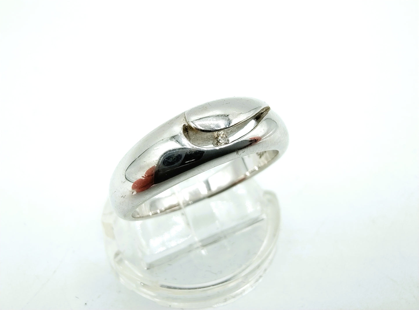 Zilveren ring met diamant, 925, 18 mm.