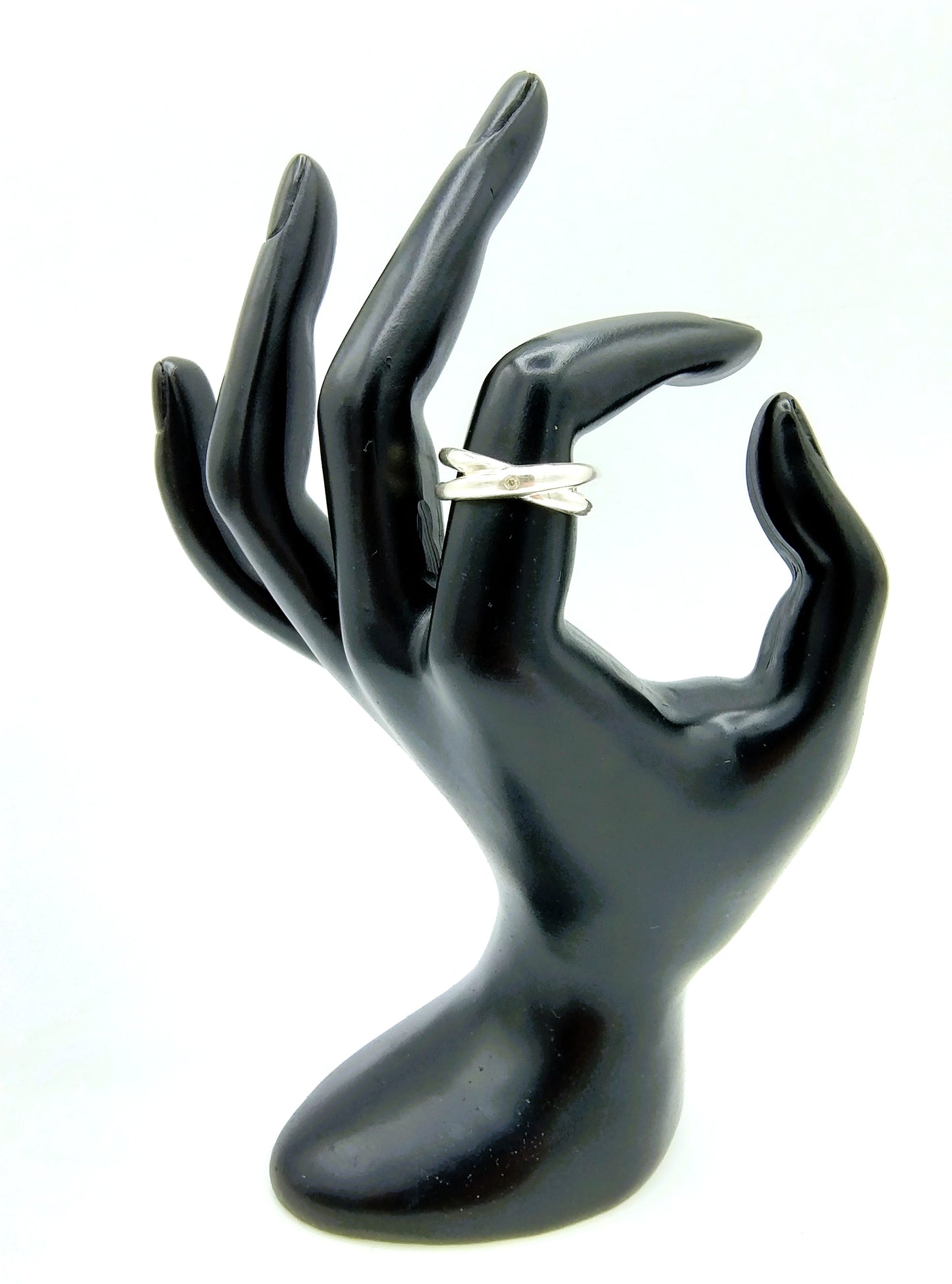 Zilveren ring met diamant, 925, 17.5 mm.