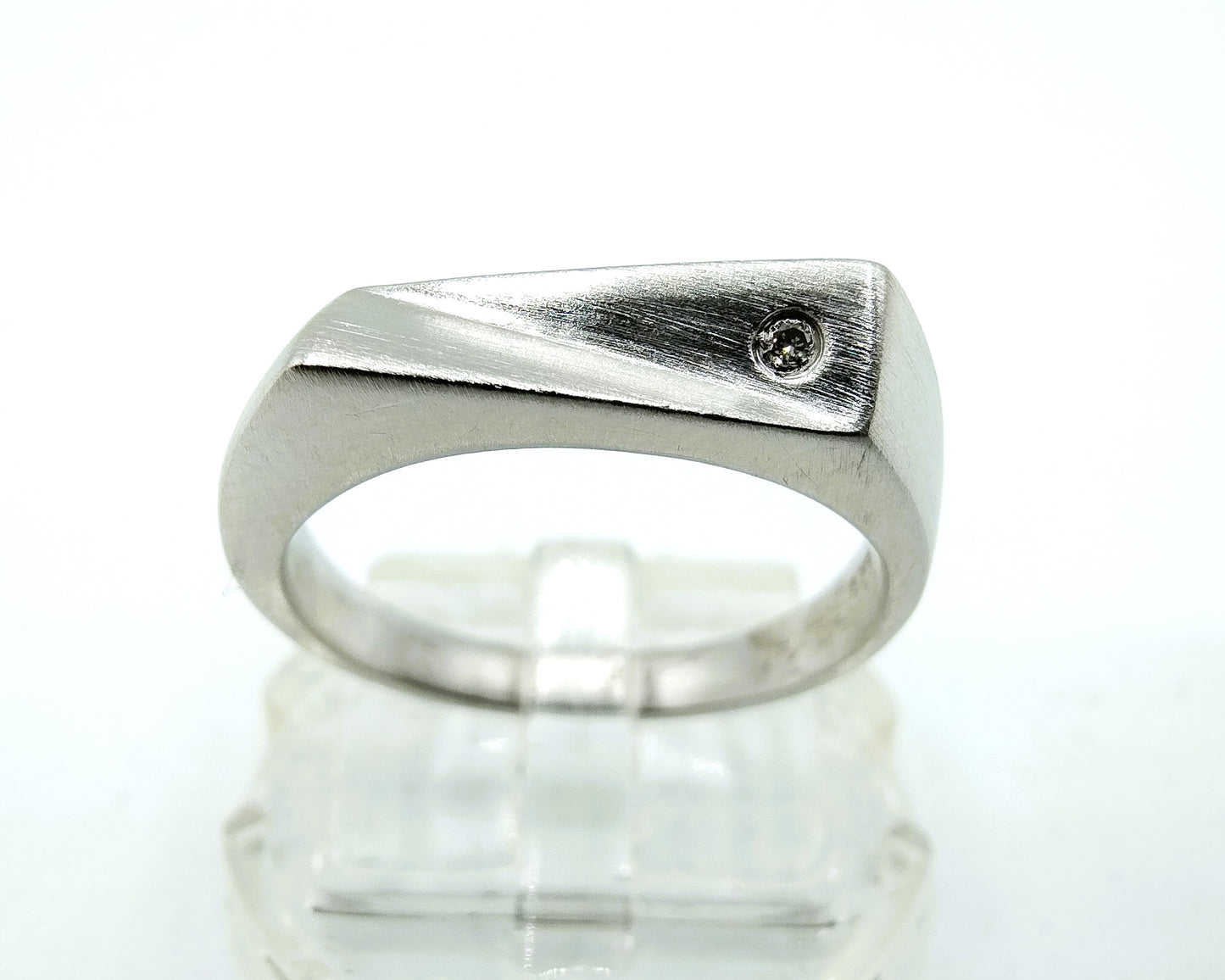 Matter Silberring mit Diamant, 925, 17,75 mm