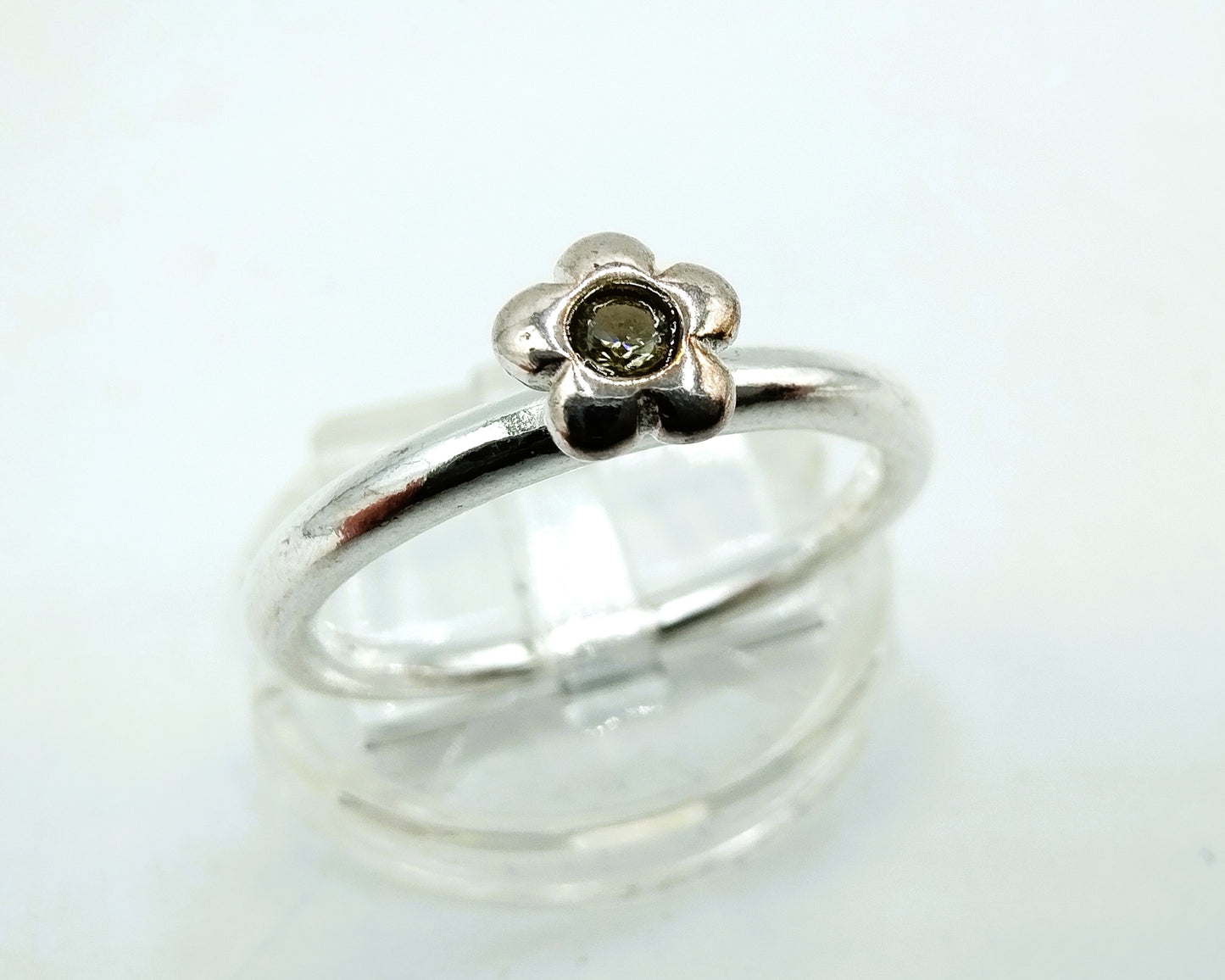 Zilveren ring met steen, 925, 17 mm