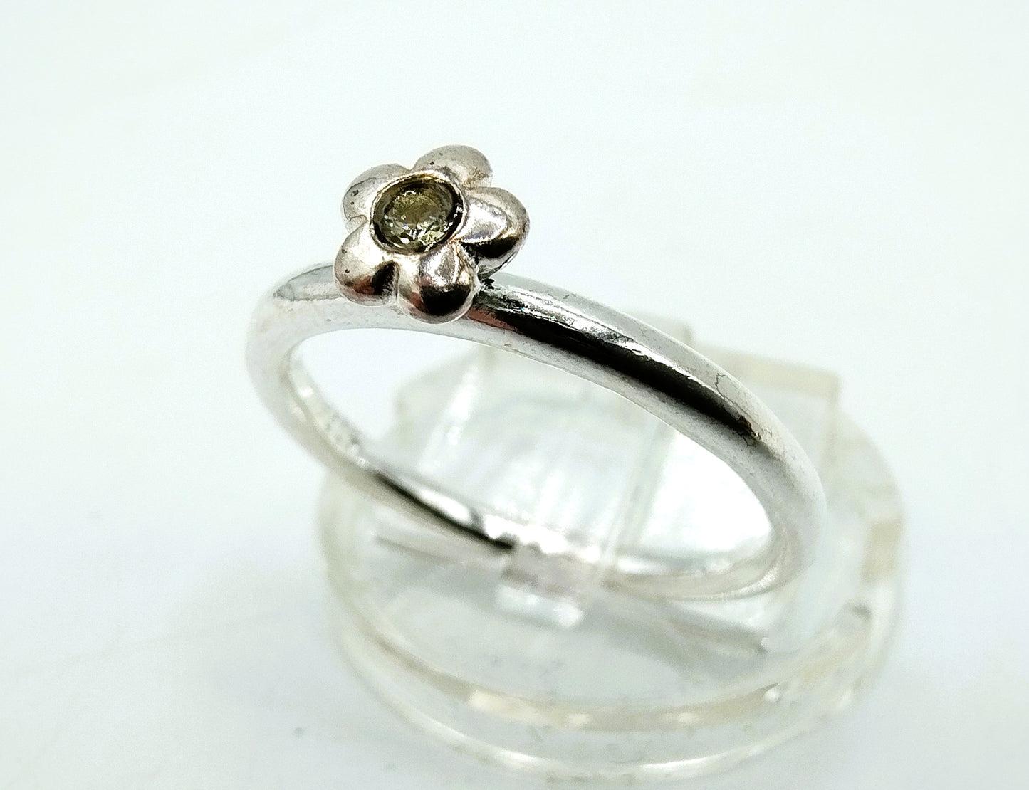Zilveren ring met steen, 925, 17 mm