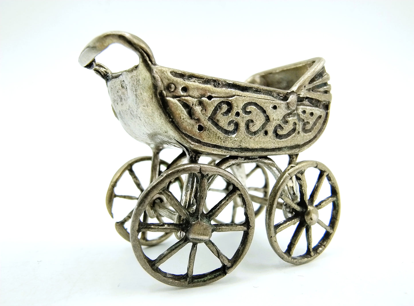 Silberminiatur, Kinderwagen, Italien, 800