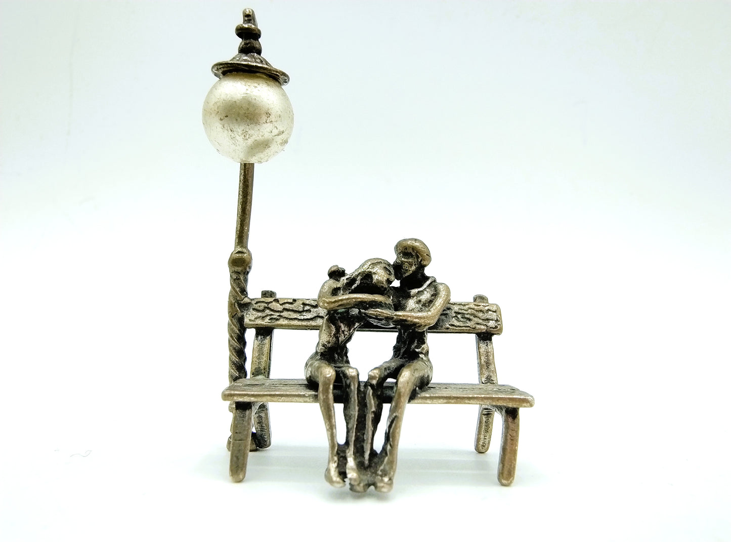 Silver miniature, couple in love on sofa, Italy, 800