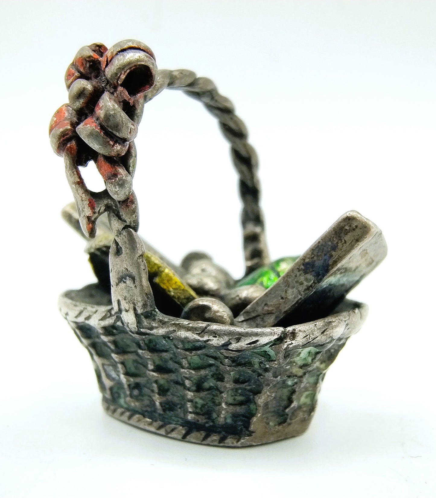 Zilveren miniatuur, picknickmand, 925