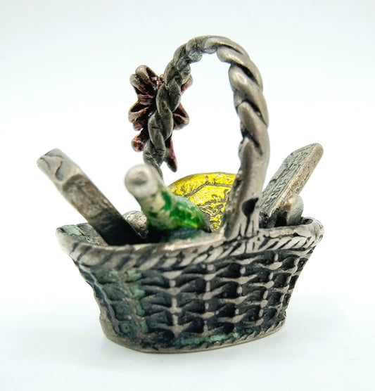 Zilveren miniatuur, picknickmand, 925