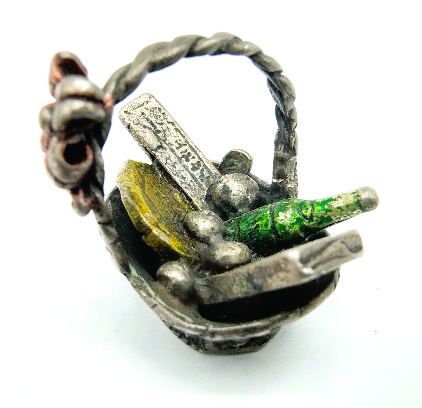 Zilveren miniatuur, picknickmand, 925