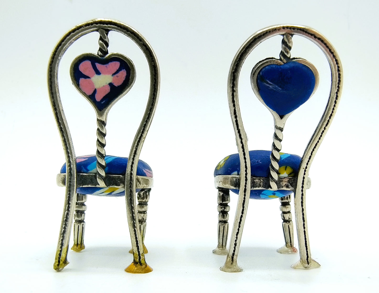 Zilveren miniatuur, 2 stoelen, Arezzo, Italië, 800