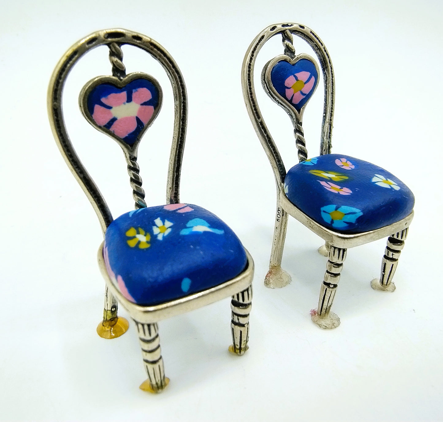 Zilveren miniatuur, 2 stoelen, Arezzo, Italië, 800