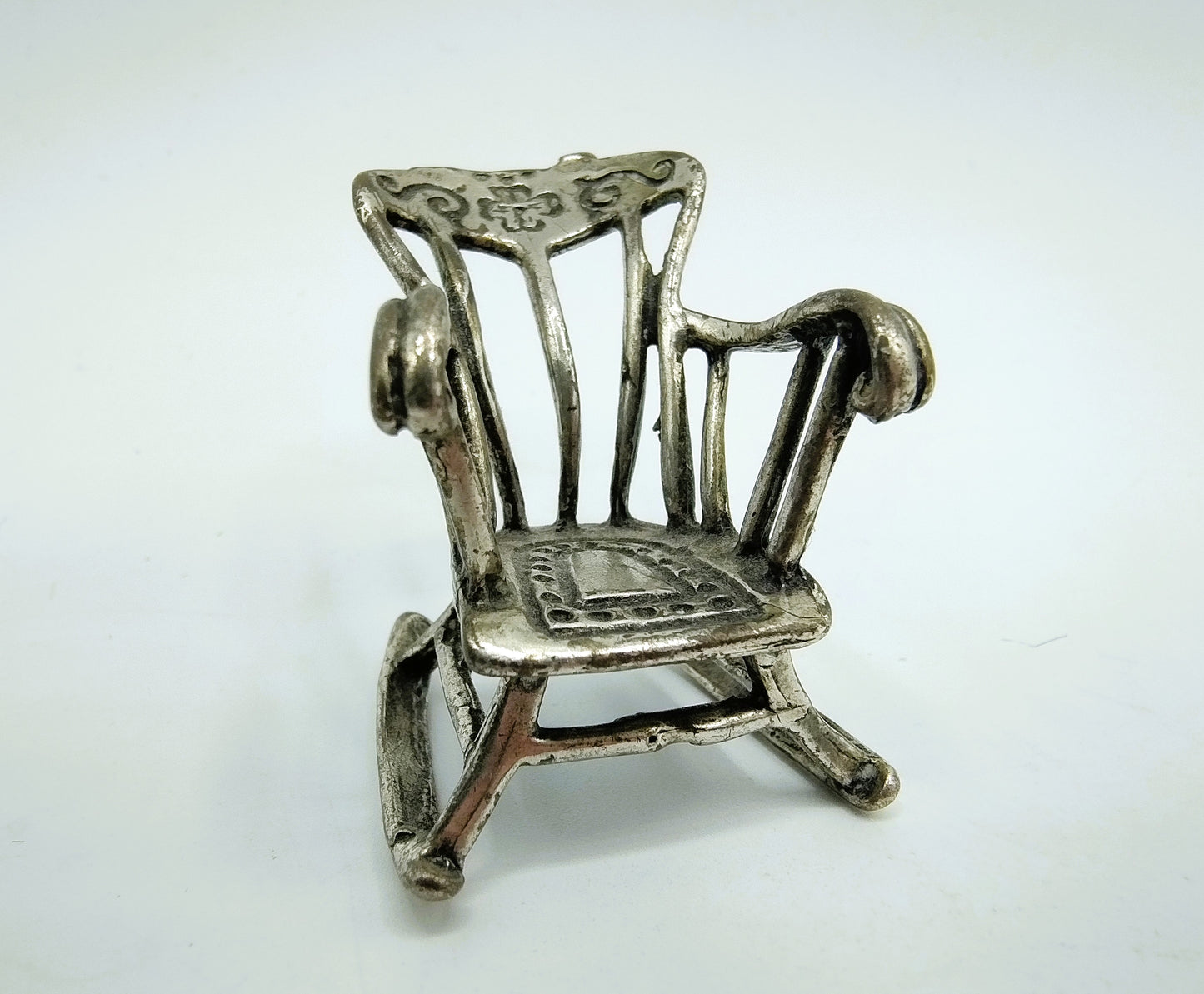 Zilveren miniatuur, schommelstoel, F. Tortoli, Laterina, Italië, 800
