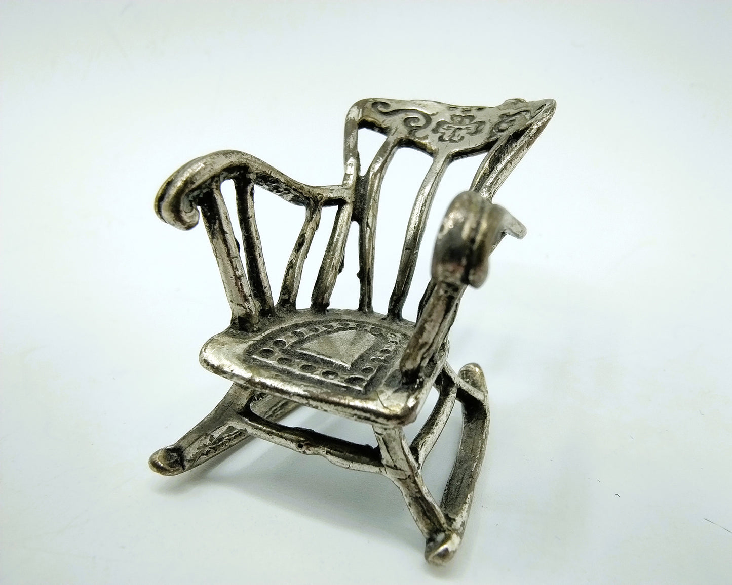 Zilveren miniatuur, schommelstoel, F. Tortoli, Laterina, Italië, 800