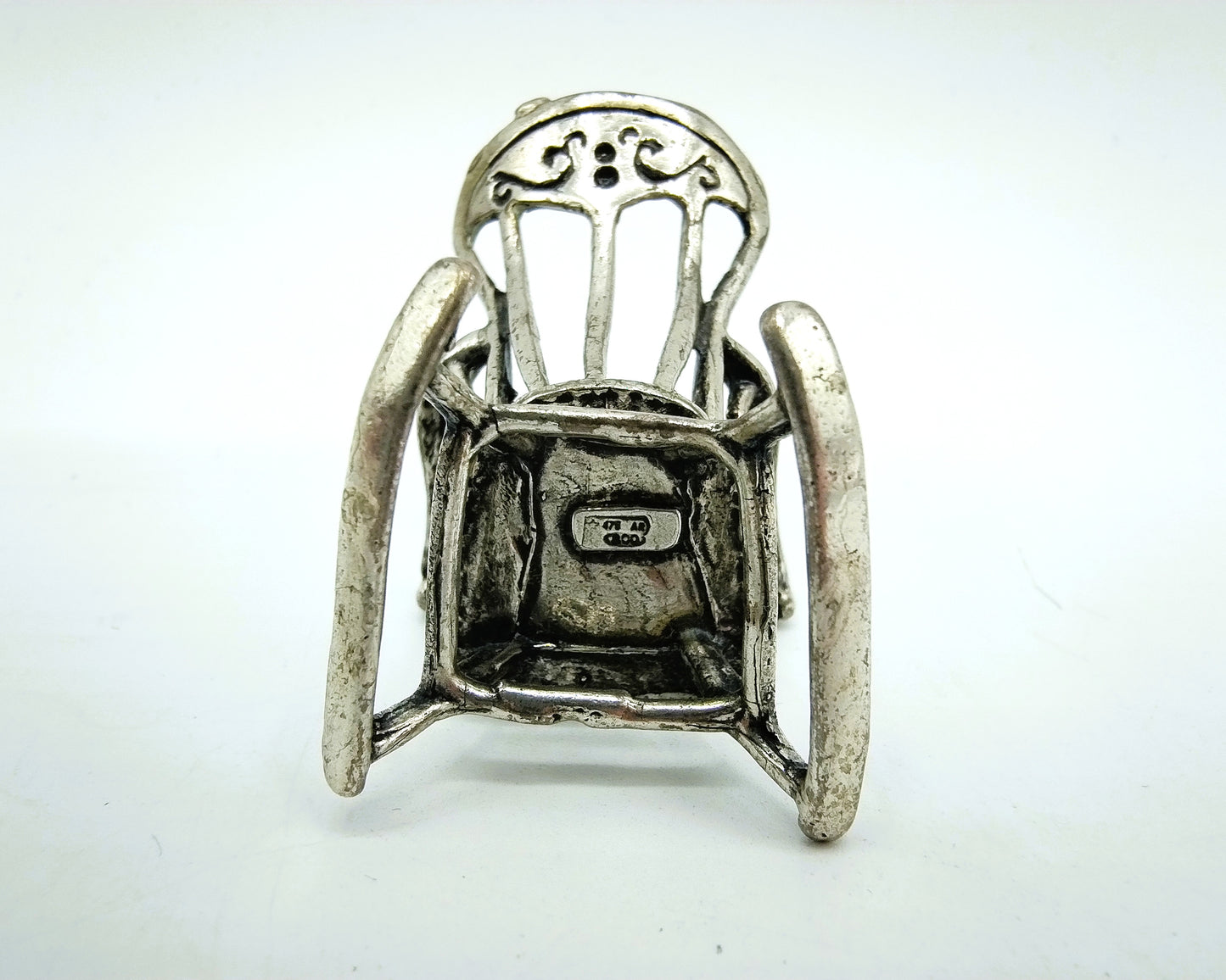 Zilveren miniatuur, schommelstoel, F. Tortoli, Laterina, Italië, 800