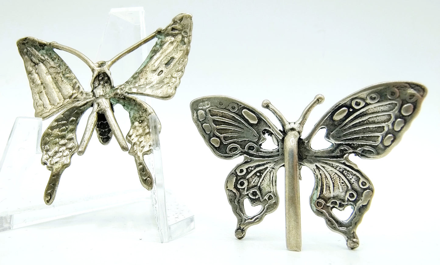 2 Silver miniatures, butterflies, Italy, 800