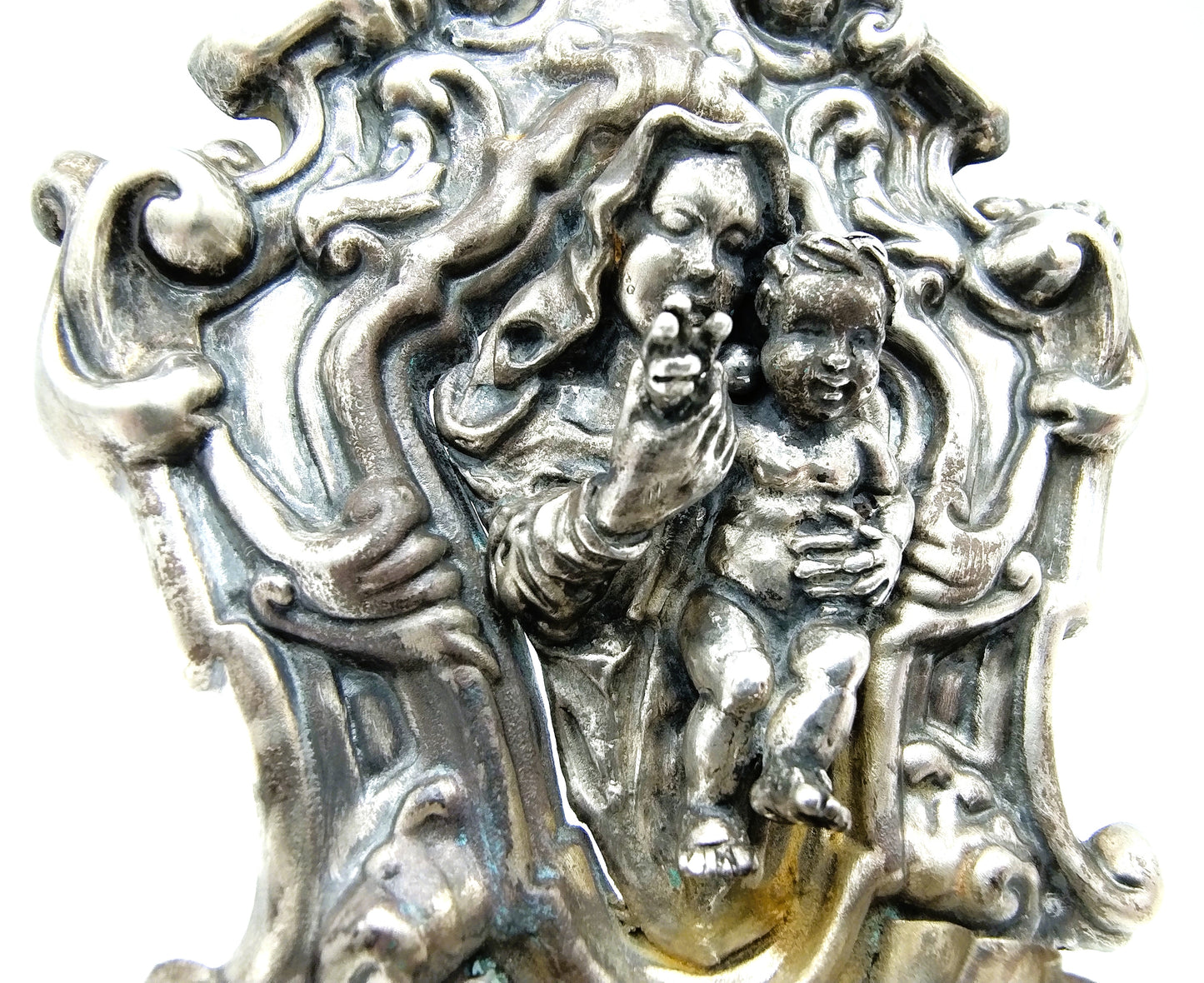 Silver holy water font, G. Raspini, Pieve al Toppo, Italy, 925