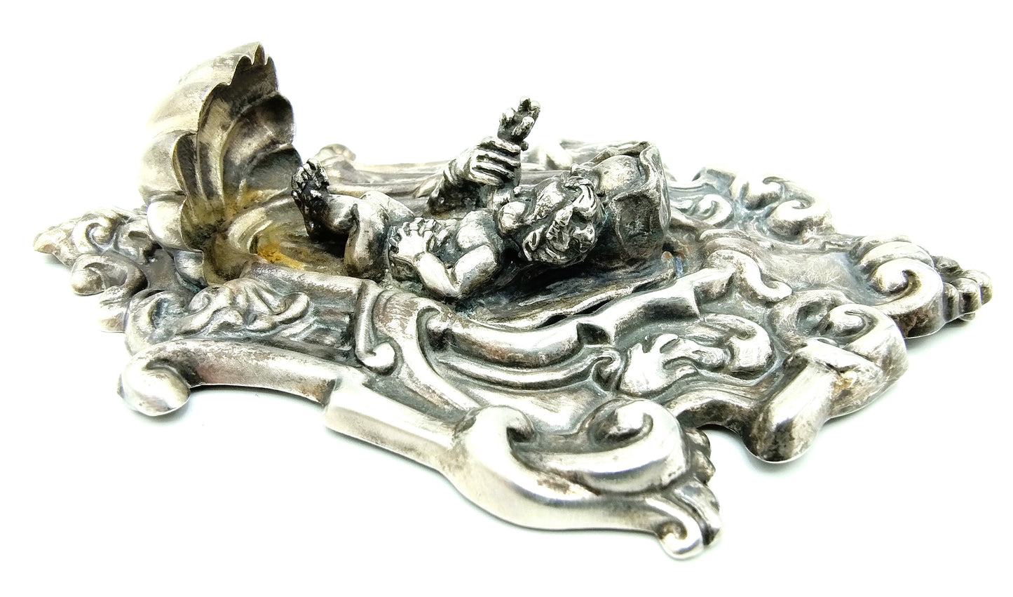 Silver holy water font, G. Raspini, Pieve al Toppo, Italy, 925