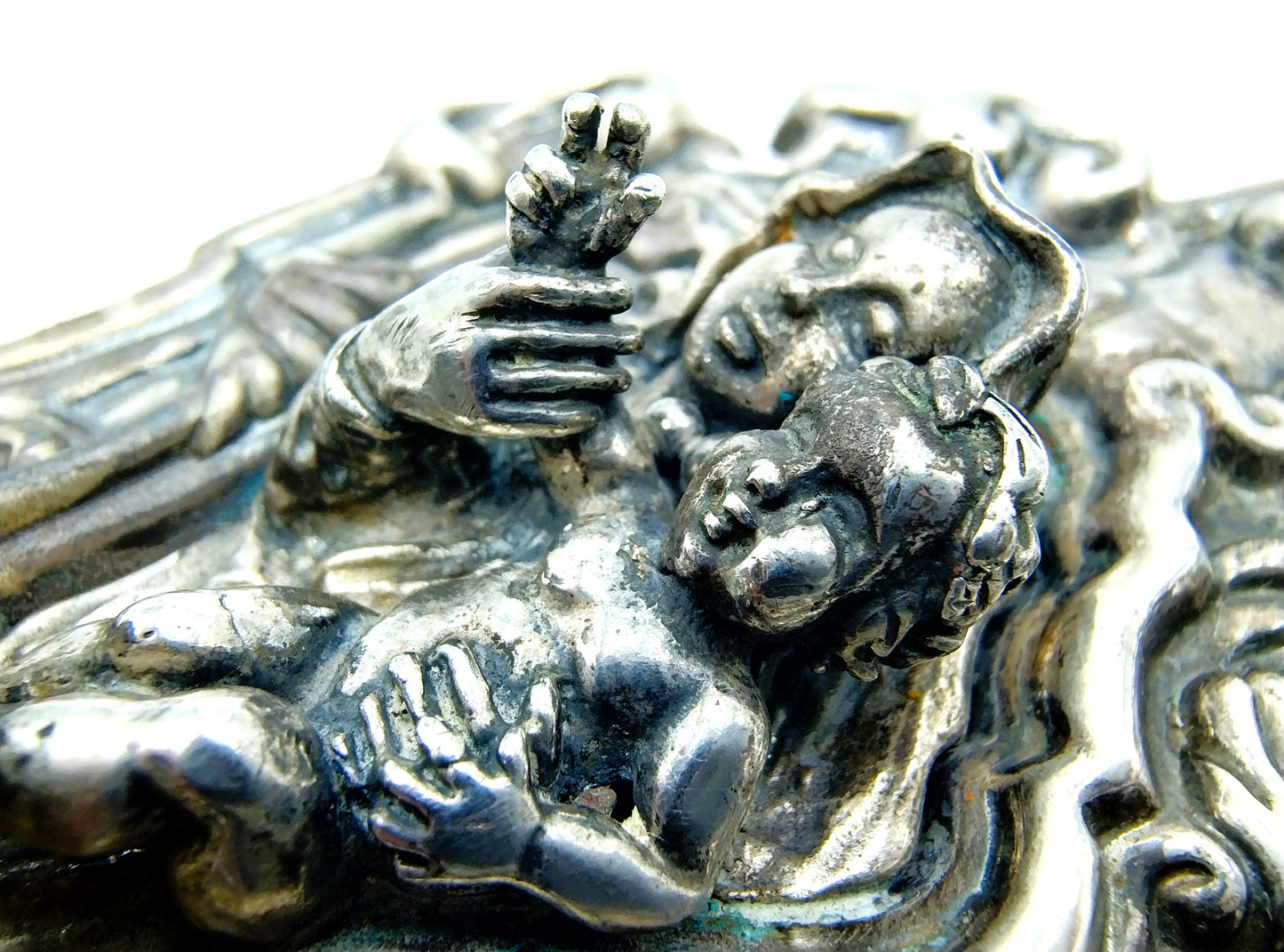 Silver holy water font, G. Raspini, Pieve al Toppo, Italy, 925