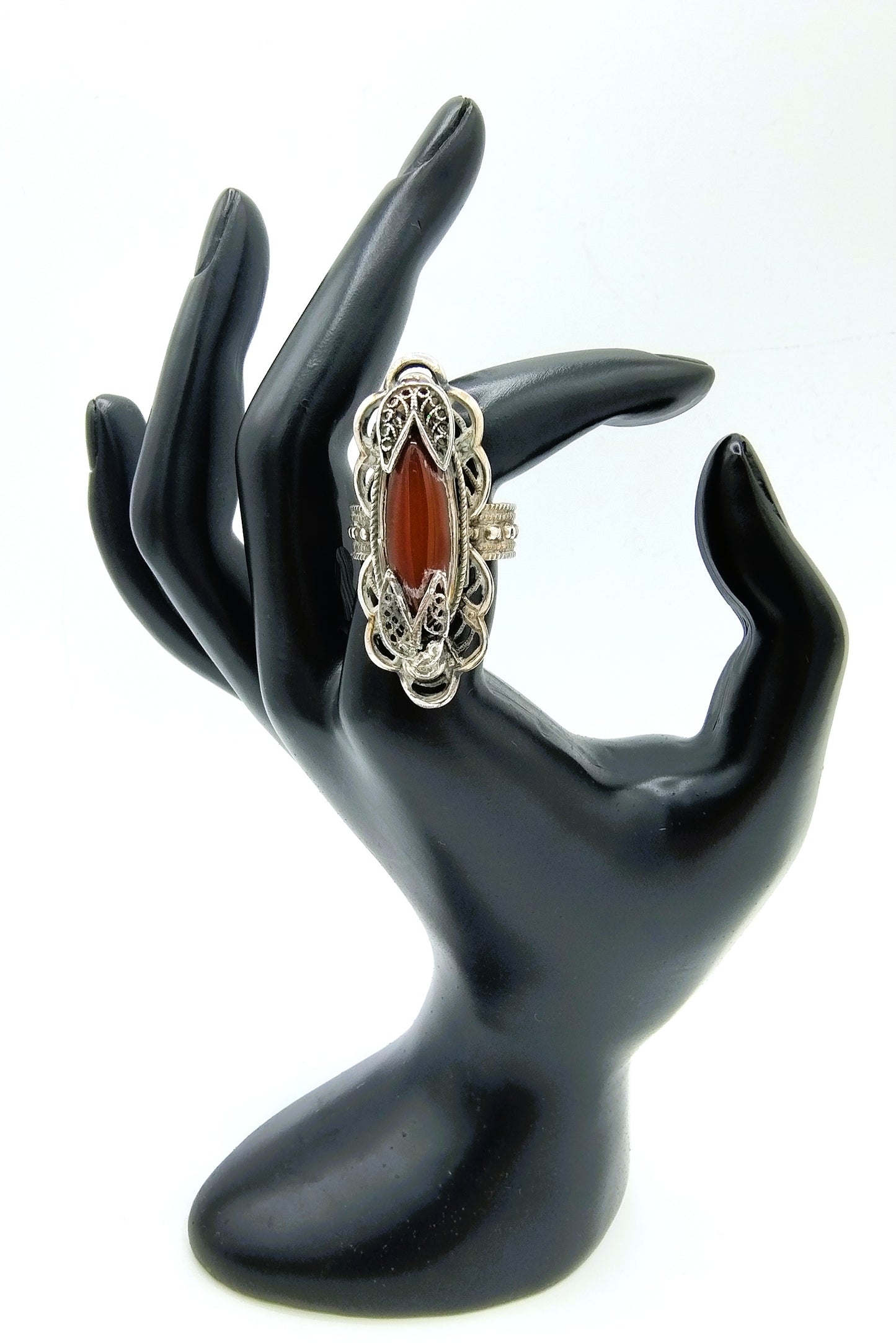 Zilveren ring met carneool, 18.5 mm