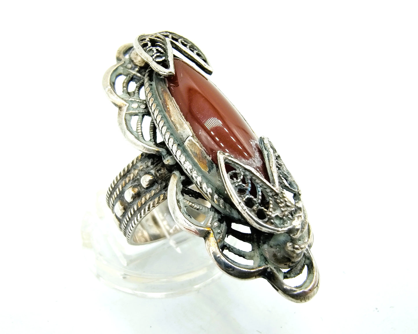 Zilveren ring met carneool, 18.5 mm