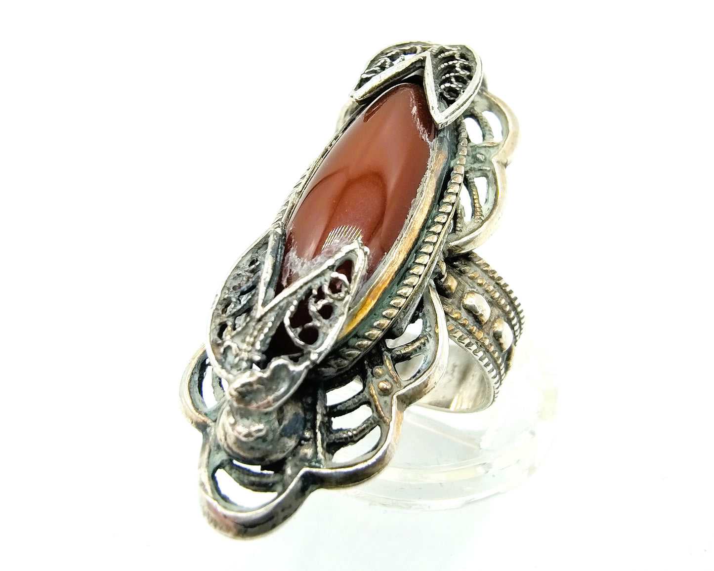 Zilveren ring met carneool, 18.5 mm