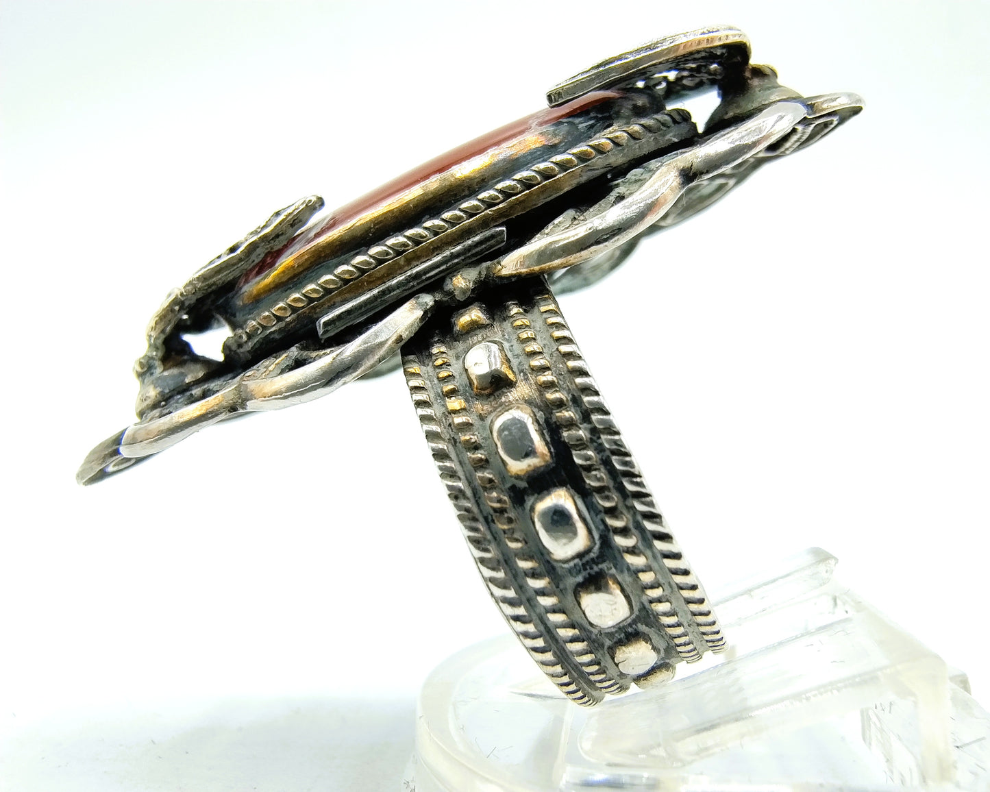 Zilveren ring met carneool, 18.5 mm