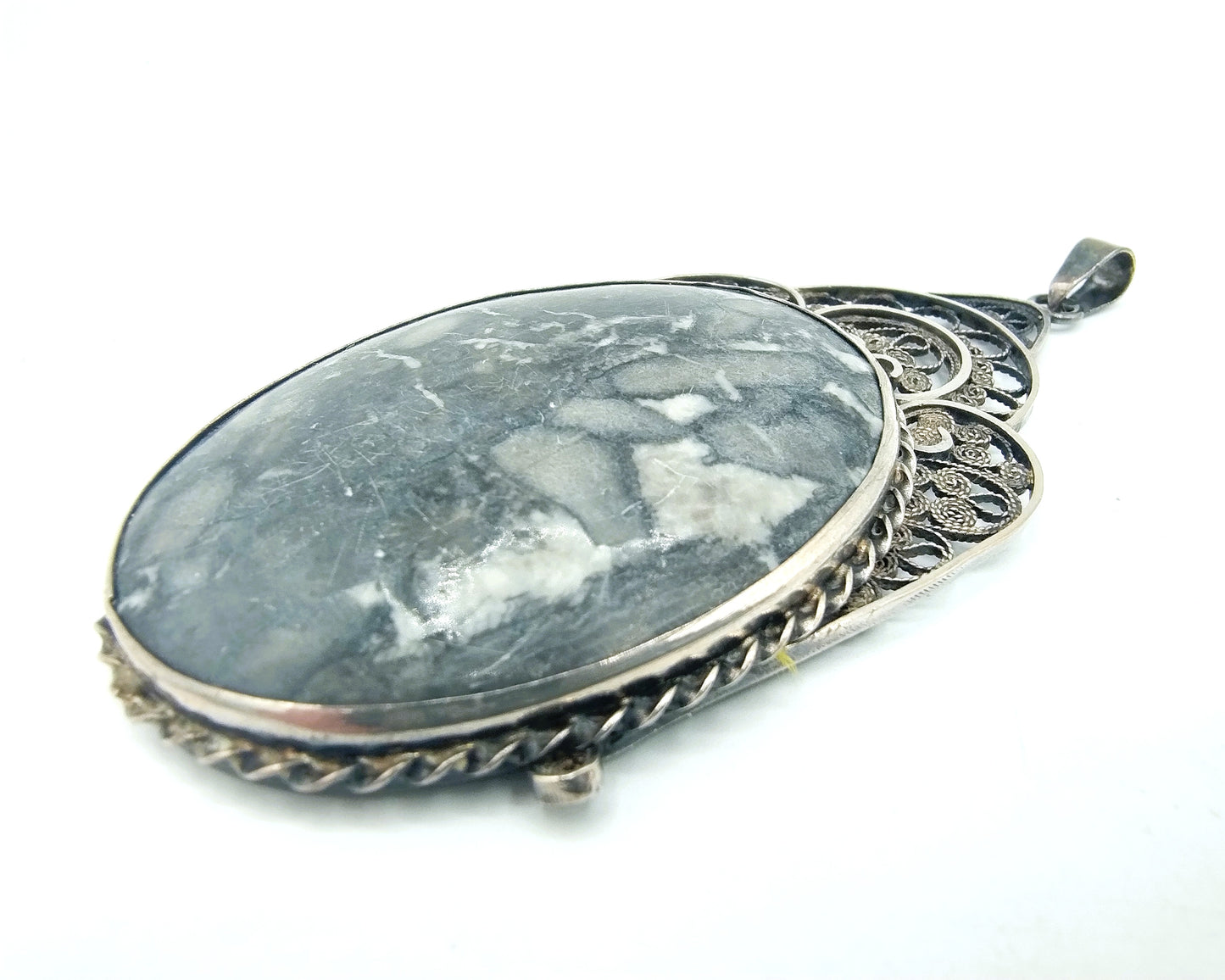 Silver pendant with tree agate, GJ van de Bergh Sr / Schoonhoven