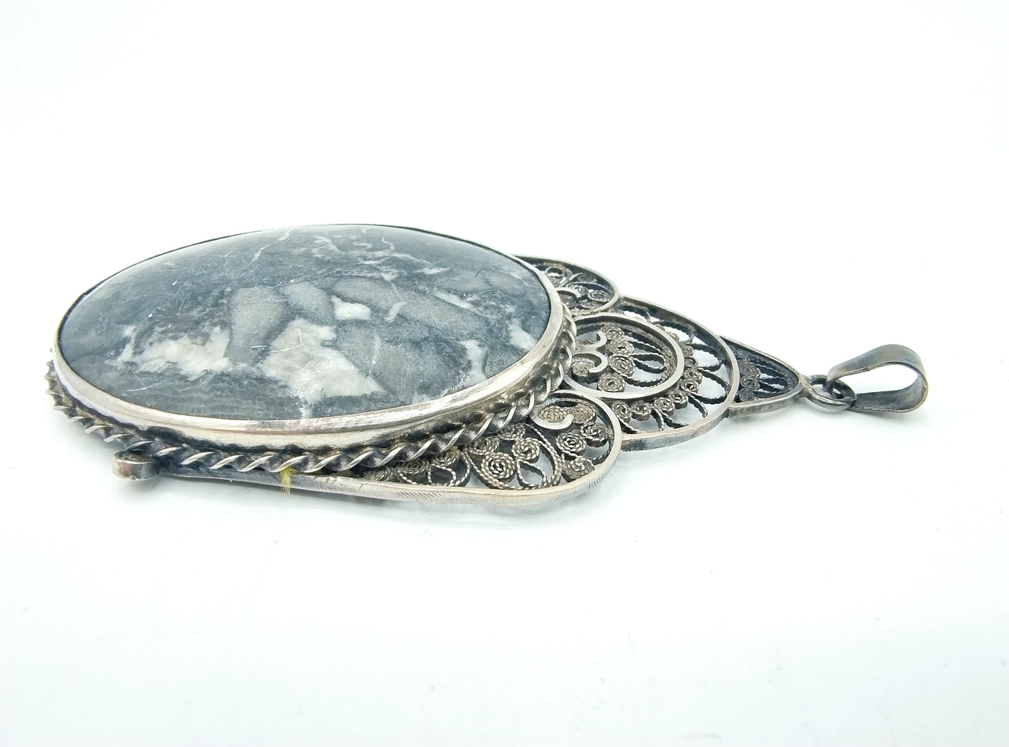 Silver pendant with tree agate, GJ van de Bergh Sr / Schoonhoven