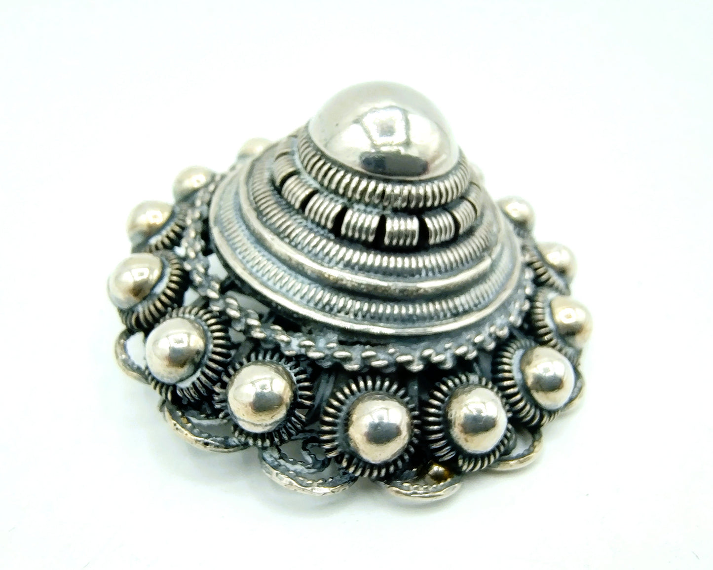 Silver Zeeland button, pendant - brooch from trouser piece.