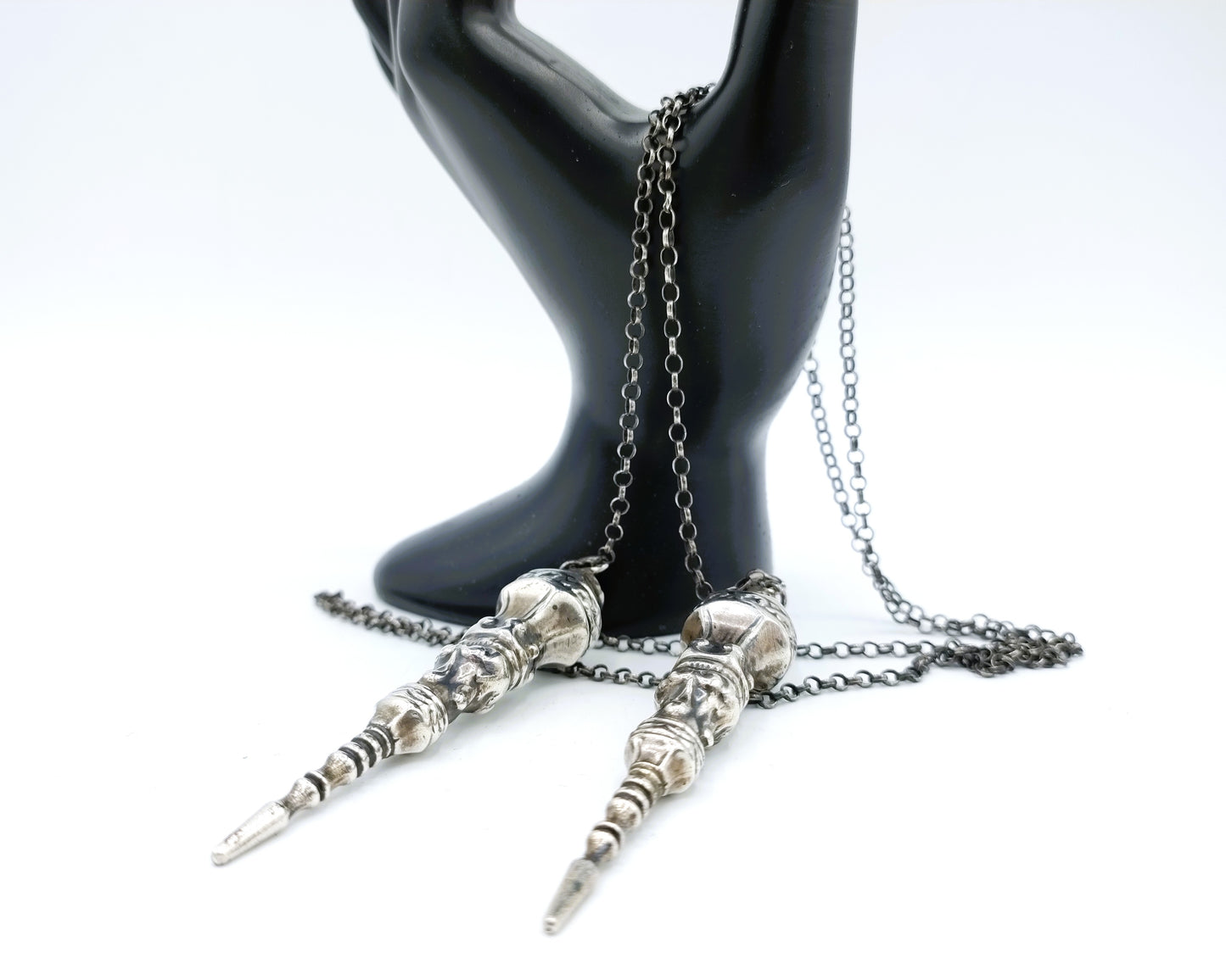 Silver jasseron chain with knitting needle caps, H. Looren - de Jong / Schoonhoven, 20th century