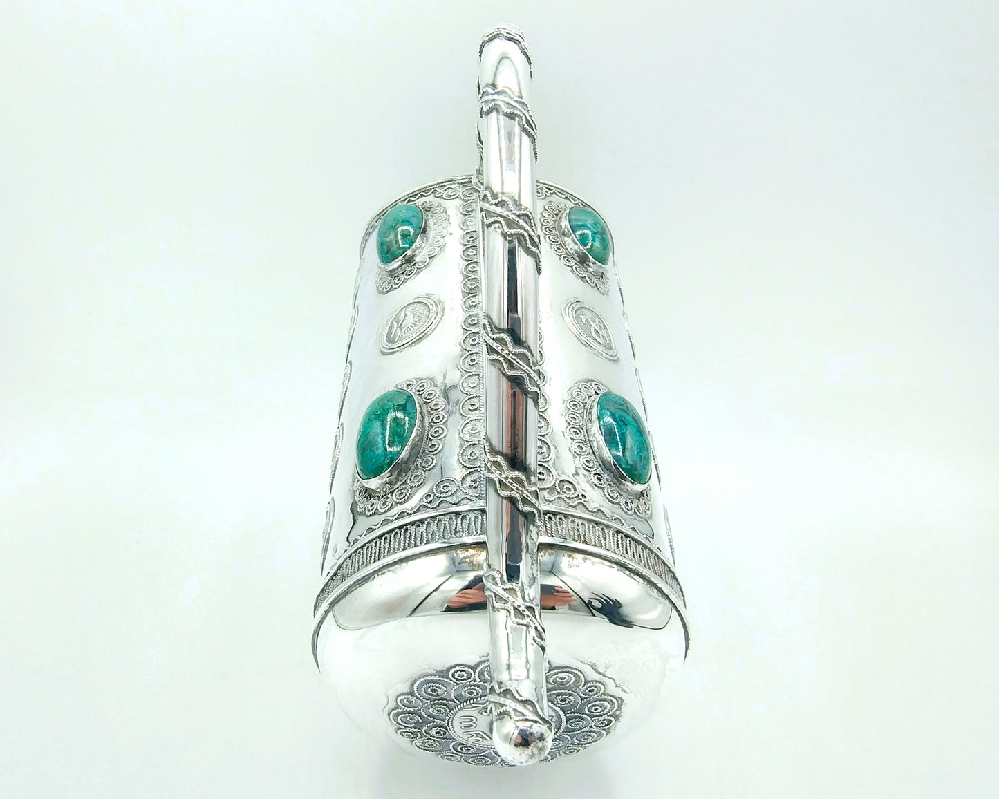 Silver wine bottle holder with Eilat stones, Israel