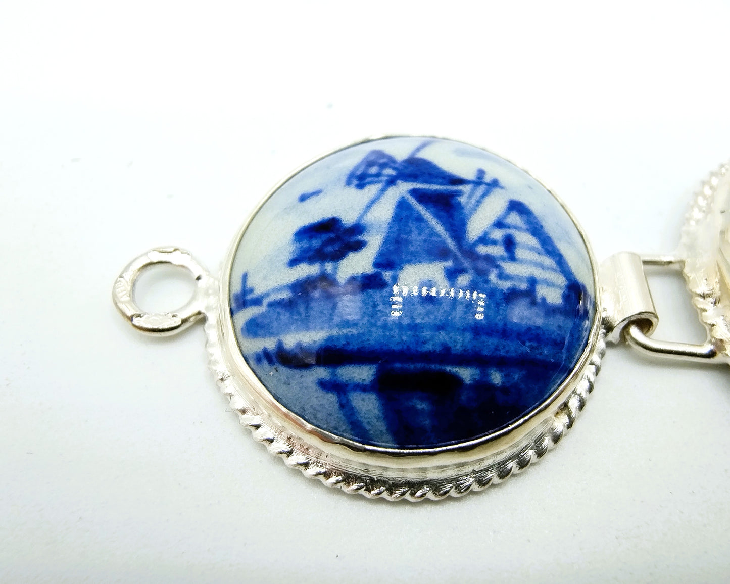Zilveren armband, Delfts blauw, 835